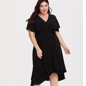 Black Jersey Knit Faux Wrap Dress from Torrid!